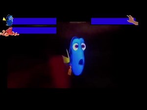 Finding Dory Touch pool scene with healthbars.