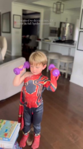 Ren wanted to exercise. Of course in full Spidey costume. | Ryan Smith