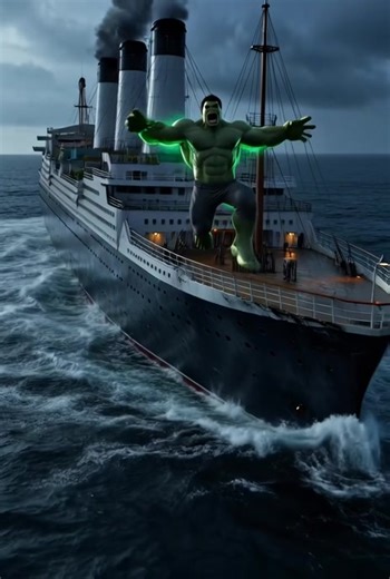 ‏Hulk jumps from Titanic into the sea #hulk #titanic #sea #jumps