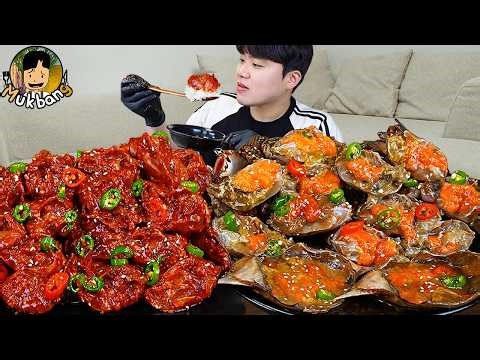 ASMR MUKBANG | Korean home meal, Marinated Raw Crabs, Fried egg recipe ! eating