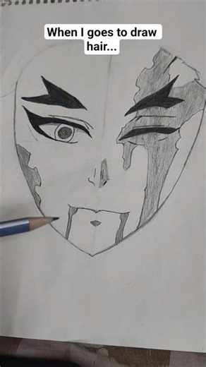 when I goes to draw hair my brain 🧠#art #pencilportrsit #anime