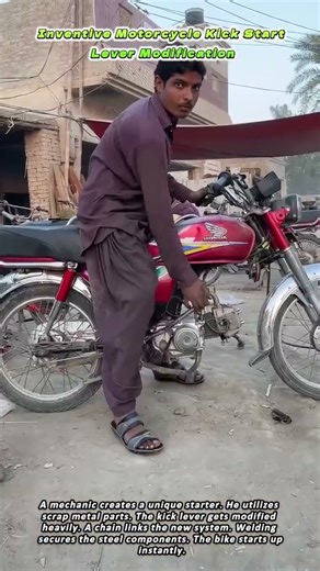 Inventive Motorcycle Kick Start Lever Modification