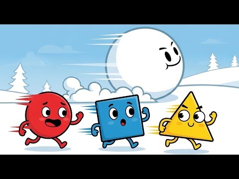SHAPES RUN! Escape the Giant Snowball | Shape Learning Game for Kids