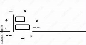 Button menu. Arrows, tiles, sliders, buttons for left alignment, charts, circles, shapes, etc. Diagram concept. One line drawing animation. Motion design. Animated technology logo. Video 4K
