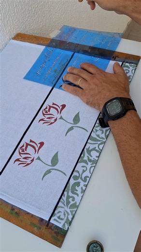 Pintura em pano de prato super fácil usando stencil