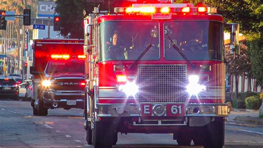 LAFD Engine 61 & Rescue 61 Responding