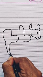 How to draw cow from number 55 #drawing #cows | Drawing Teacher