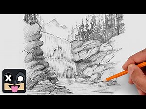 How To Draw Waterfall Landscape | Step by Step Art Lesson