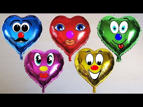 5 Faces Wet Balloons - Funny Colors Hearts Water Balloon Finger Song