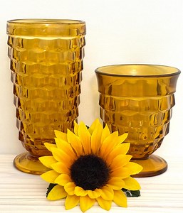 Whitehall Amber Glasses by Indiana Glass – Two Sizes - Etsy