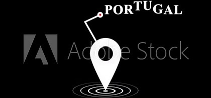Portugal location map pin, GPS navigation pointer concept, global destination marker animation, travel and geography background, digital world location symbol, finding or searching for a location