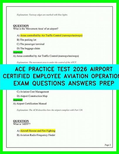 ACE PRACTICE TEST 2026 AIRPORT CERTIFIED EMPLOYEE AVIATION OPERATIONS QUESTIONS ANSWERS PREP VI