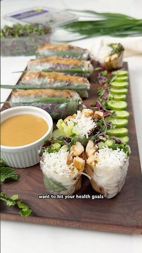 Lemongrass Chicken Rice Paper Rolls with Peanut Hoisin Sauce