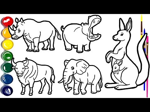 HOW TO DRAW 5 WILD ANIMALS IN MINUTES🐘🐂🦘! Children Draw Animals