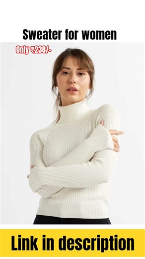 Sweater for women | High Neck White Sweater | only ₹238/- ( black and white ) on Flipkart