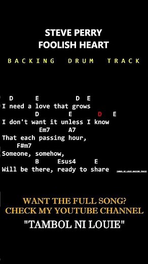 Steve Perry - Foolish Heart (Chords with Lyrics & Drums) #steveperry #foolishheart #80smusic