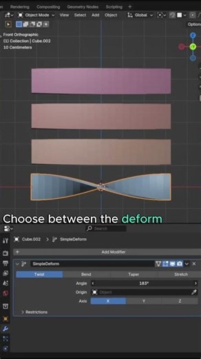 Simple Deform Modifier in Blender
