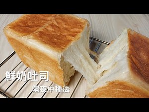 免揉鮮奶吐司 隔夜中種法 [NO KNEAD] Milk Loaf Bread with Sponge dough method (70% Overnight Sponge Dough)