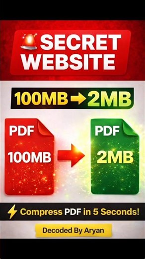 Reduce PDF Size Without Losing Quality ⚡ 100MB ➜ 2MB #smartphone #tech #technology #shorts