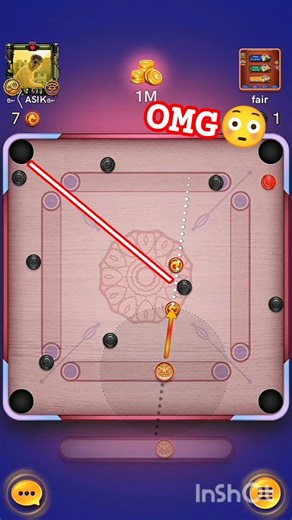 1M carrom mood B2F 😇😇 trick sort gameplay 😍 #carrompool #vrial #shorts