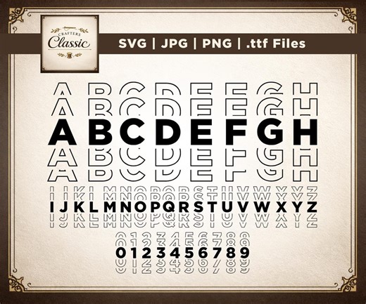 Mirror Font SVG, PNG and Pdf Files, Full Alphabet, Stacked Letters, 300dpi High Quality, Silhouette Vector, Digital Download - Etsy