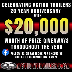 🎉🚚 Exciting News Alert! 🚚🎉 Action Trailers is turning 20 this year, and we're celebrating BIG! 🥳 As a huge thank you to our amazing customers, we're giving away $20,000 worth of prizes throughout the year! 🎁 From JBL Party Speakers 🎶 to NHL Tickets 🏒 and even THREE brand new trailers! 🚛 Don't miss out on your chance to win! Follow us on Facebook to stay updated on all the giveaway announcements and join in on the celebration! 🎉 #20thanniversary #giveaway #20yearsofgratitude | Action Tr