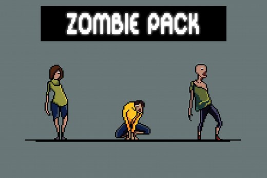 Free 3 Zombies Pixelated Pack by Free Game Assets (GUI, Sprite, Tilesets)