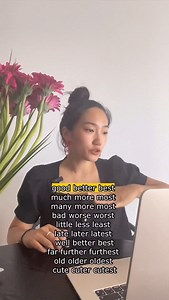 English by Dami on Instagram: "📚 헷갈리는 비교급, 한 번에 끝내기! 🔥 good → better → best much → more → most bad → worse → worst 이런 irregular forms, 아직도 헷갈려? 한 영상으로 싹 정리했어 💯 👉 저장하고 반복해보기! 👉 친구한테도 공유해줘 👉 다음 영상에서 계속 알려줄게! #영어공부 #비교급 #영어기초 #기초영어 #영문법 #englishreels #영어선생님 #englishbydami #영어꿀팁 #영어릴스 #englishtips #영어회화 #영어문법"