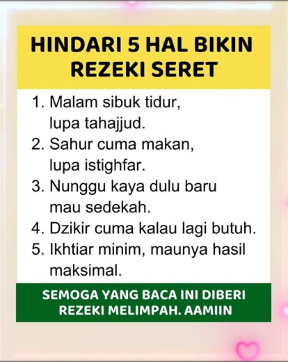 Hindari 5 hal ini bisa bikin rezeki seret