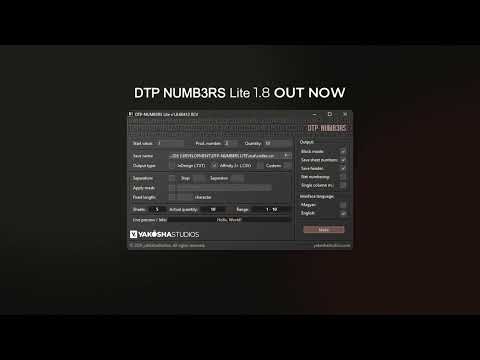 DTP NUMB3RS Lite - Free Serial Number Generator for Print
