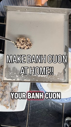 Audrey Nguyen on Instagram: "Banh cuon is one of my favorite Vietnamese dishes so the fact that it is so easy to make at home is great!! Have you ever seen this hack?! #vietnamesefood #vietnamesecooking #cookinghacks #vietfood #banhcuon"