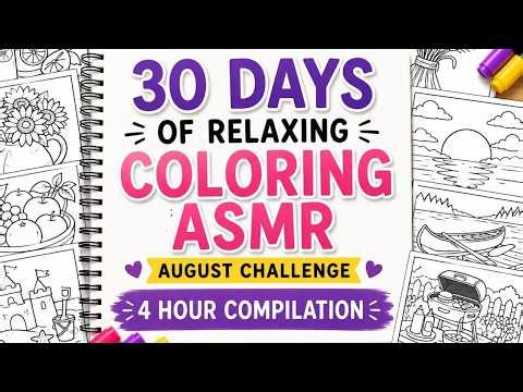 30 Days of Relaxing Coloring ASMR 🖍️ August Coloring Challenge Compilation 🖍️ No Talking