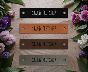 Custom Leather Labels With Name - Leather Tags for Knitting Projects - Crochet Labels - Sewing Labels - Leather Backpack Tags for Kids - Etsy