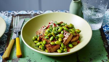 Spicy tofu and edamame beans recipe