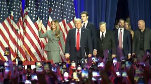 Donald Trump's team walks out onto stage for 'victory speech'