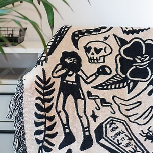 Traditional Tattoo Blanket Woven Throw Blanket Tattoo Tapestry Wall Hanging Picnic Blanket - Etsy