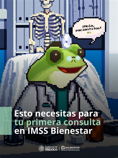 🐸💚 ¡Croac! ¿Es tu primera consulta en #IMSSBienestar? No olvides llevar lo indispensable: 1️⃣ CURP impreso 2️⃣ Identificación oficial 3️⃣ Y si vienes con tus peques, ¡también su CURP! ✨ ¡Listo! Nuestro personal está listo para atenderte con #TratoDigno y todo completamente gratuito. 🔗 Más información: imssbienestar.gob.mx