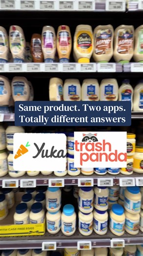 Wait… how is one of the cleanest mayos on the shelf getting a 30/100? 👀🤯 This is why a single ‘score’ can be super confusing. Some apps over-focus on fat and macros, even in foods that are supposed to be higher in fat, while missing the bigger picture: the actual ingredients. Trash Panda flips the script by flagging questionable additives instead of slapping on a scary number. 🔍🧪 Scan, tap, and actually understand what’s in your food, no more guessing. Download Trash Panda and start scanning