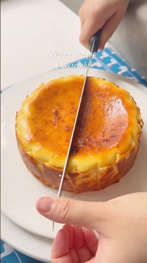 Lemon Basque Cheesecake. #lemon #lemonbasquecheesecake #cheesecake #dessert #shorts #recipe