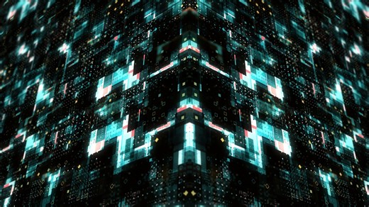 Cyan Background, Cyan Shapes, 3D Technology Background. Free Stock Video