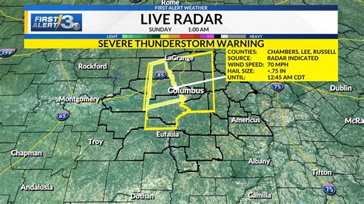 87K views · 75 reactions | From The First Alert Weather Center: A Severe Thunderstorm Warning has been issued. Go to WRBL.com?utm_medium=social&utm_source=facebook_WRBL_News_3_First_Alert_Weather or News 3 for the latest weather updates. | WRBL News 3 First Alert Weather | Facebook