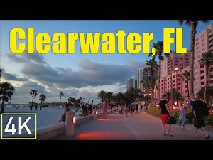[4k] Clearwater Beach, Florida, USA - Sunset Walking Tour - Summer Night vibe
