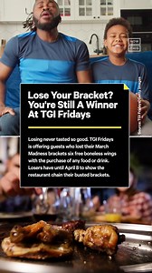 Losing never tasted so good 🤤🏀 TGI Fridays is offering customers who lost their March Madness brackets six free boneless wings (with their choice of sauce, of course) with the purchase of any food or drink. Losers have until April 8 to show up and give up their busted brackets. The restaurant chain is also offering 50-cent wings during both men’s and women’s tournament game days. | NowThis