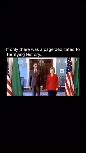 Terrifying History on Instagram: "On August 24, 2009, then-Secretary of State Hillary Clinton met with Saif al-Islam Gaddafi, son of Libyan leader Muammar Gaddafi, during a diplomatic visit to Tripoli. The meeting was part of U.S. efforts to normalize relations with Libya after its 2003 abandonment of WMD programs. Photographs from the event show formal handshakes, with Clinton emphasizing “a new chapter” in bilateral ties. Regarding reactions to Muammar Gaddafi’s death in October 2011: A widely