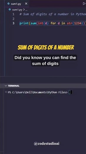 Python One-Liner: Sum of Digits 🤯|Python Tricks