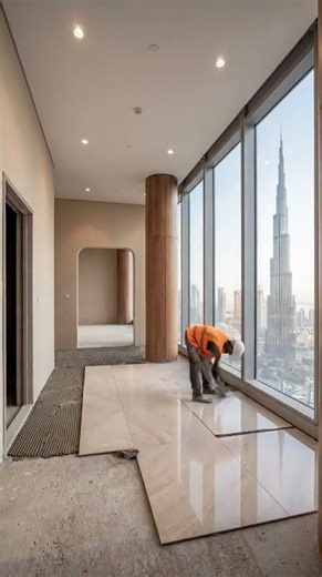 Raw Concrete → $85K Japandi Foyer in Dubai (Burj Khalifa View) 😱✨