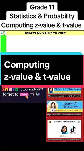 Computing Z-Value & T-Value for Grade 11 Statistics