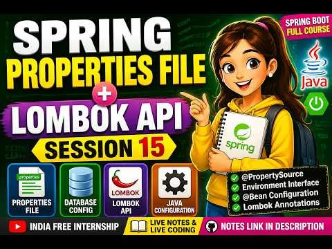 15. Spring Java Configuration with Properties File & Lombok API Spring Framework Tutorial in Hindi