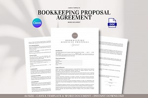 Bookkeeping Proposal Contract Template Client Agreement Services Scope Payment Terms Confidentiality Liability - Etsy