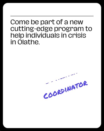 7K views · 27 reactions | Come be part of a new cutting-edge program to help individuals in crisis in the City of Olathe as a Crisis Outreach Coordinator. Apply today! https://olatheks.wd1.myworkdayjobs.com/en-US/OlatheKS/details/Crisis-Outreach-Coordinator_JR1648-1 City of Olathe, KS Government City of Olathe Fire Department Johnson County Mental Health Center | Olathe Police Department | Facebook